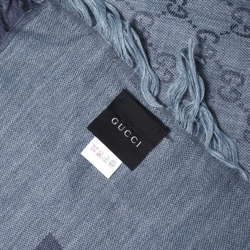 Gucci Shawl 283833 3G272 55% Cotton, 45% Silk Navy