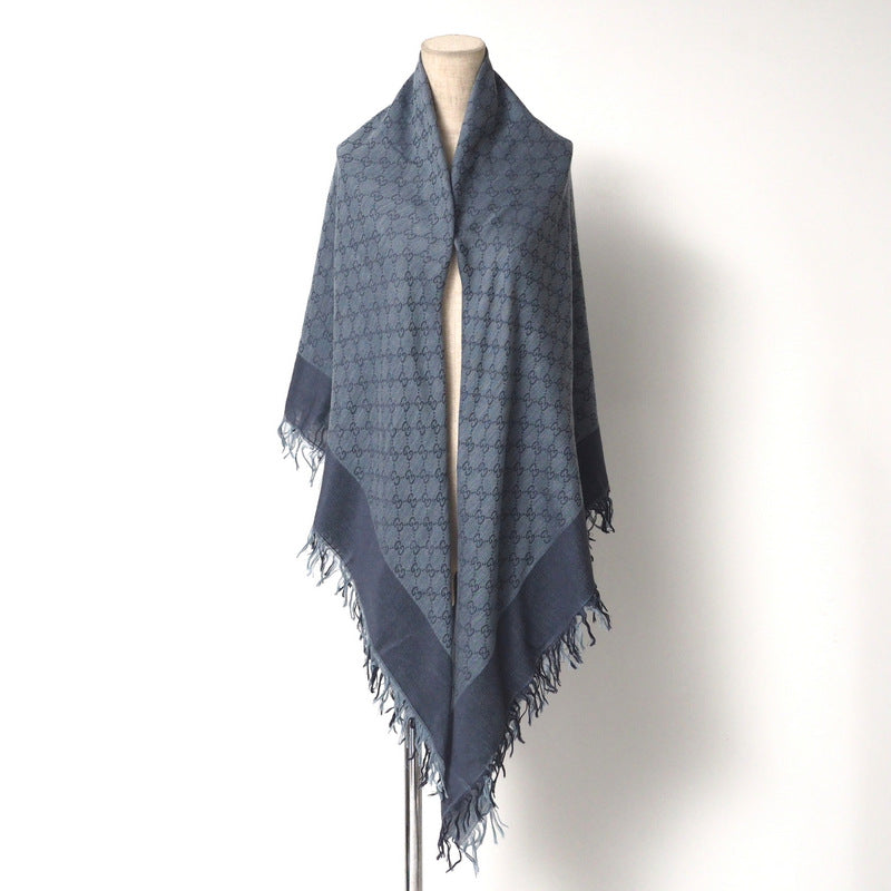 Gucci Shawl 283833 3G272 55% Cotton, 45% Silk Navy