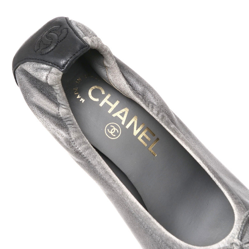 Chanel Pumps G26879 Genuine Leather Gray Black Women 36.5C