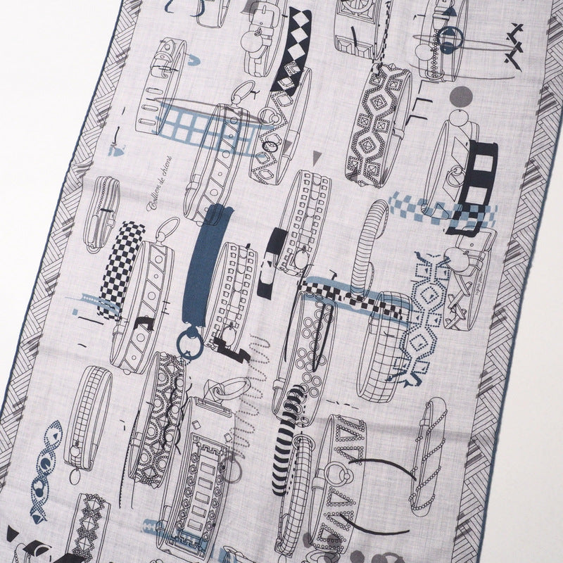 Hermes Stall 694134T Jv~70Vn30 Gray Colliers De Chiens Imprimeur Fou Rectangle Mens