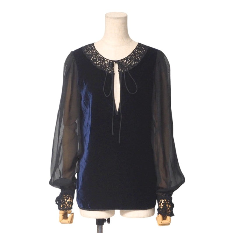 Dolce&Gabbana Blouse Ss0627 Velvet Navy / Black Women 38