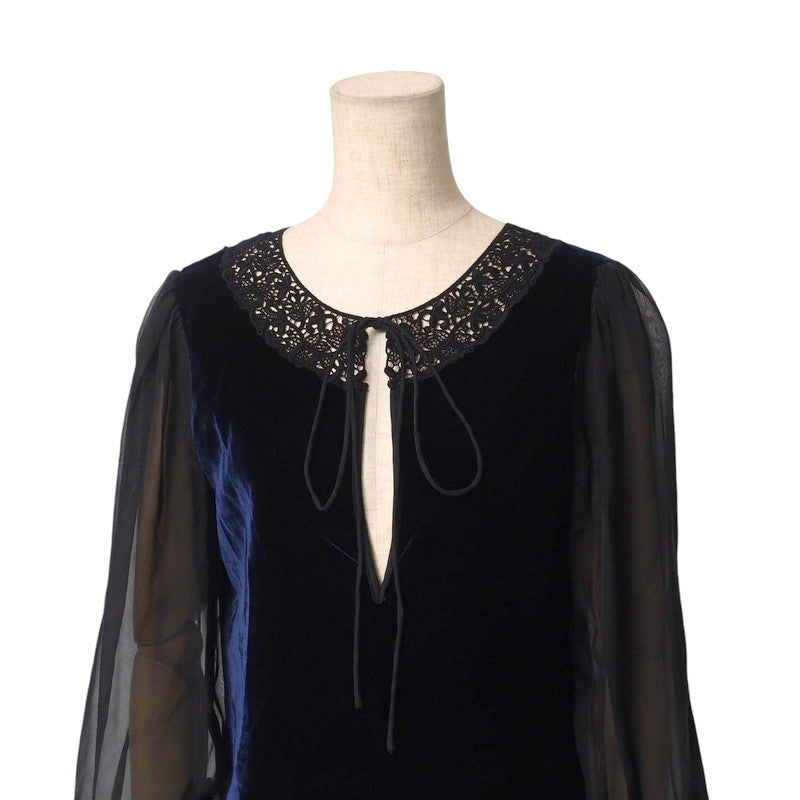 Dolce&Gabbana Blouse Ss0627 Velvet Navy / Black Women 38