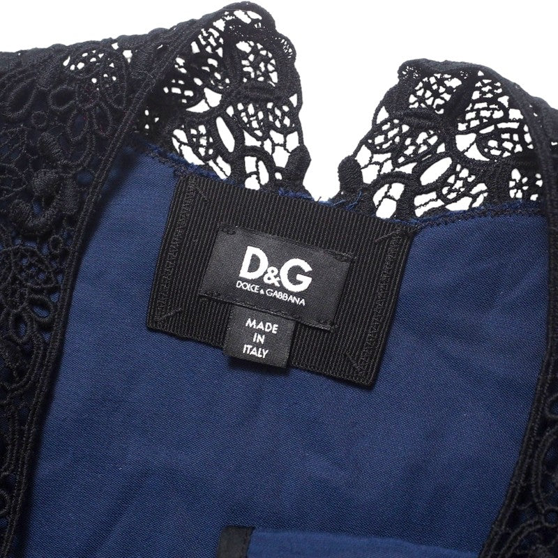 Dolce&Gabbana Blouse Ss0627 Velvet Navy / Black Women 38
