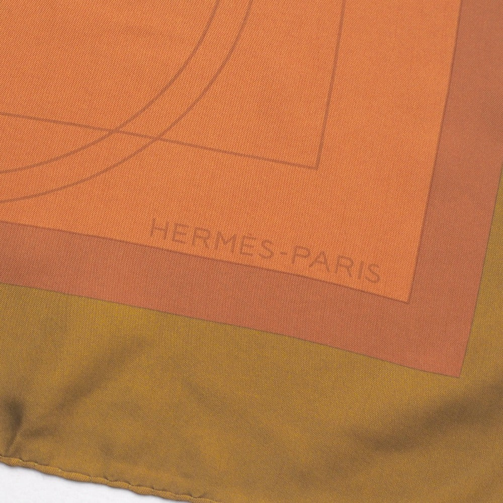 Hermes Scarf Silk Brown Khaki Carre130 Women