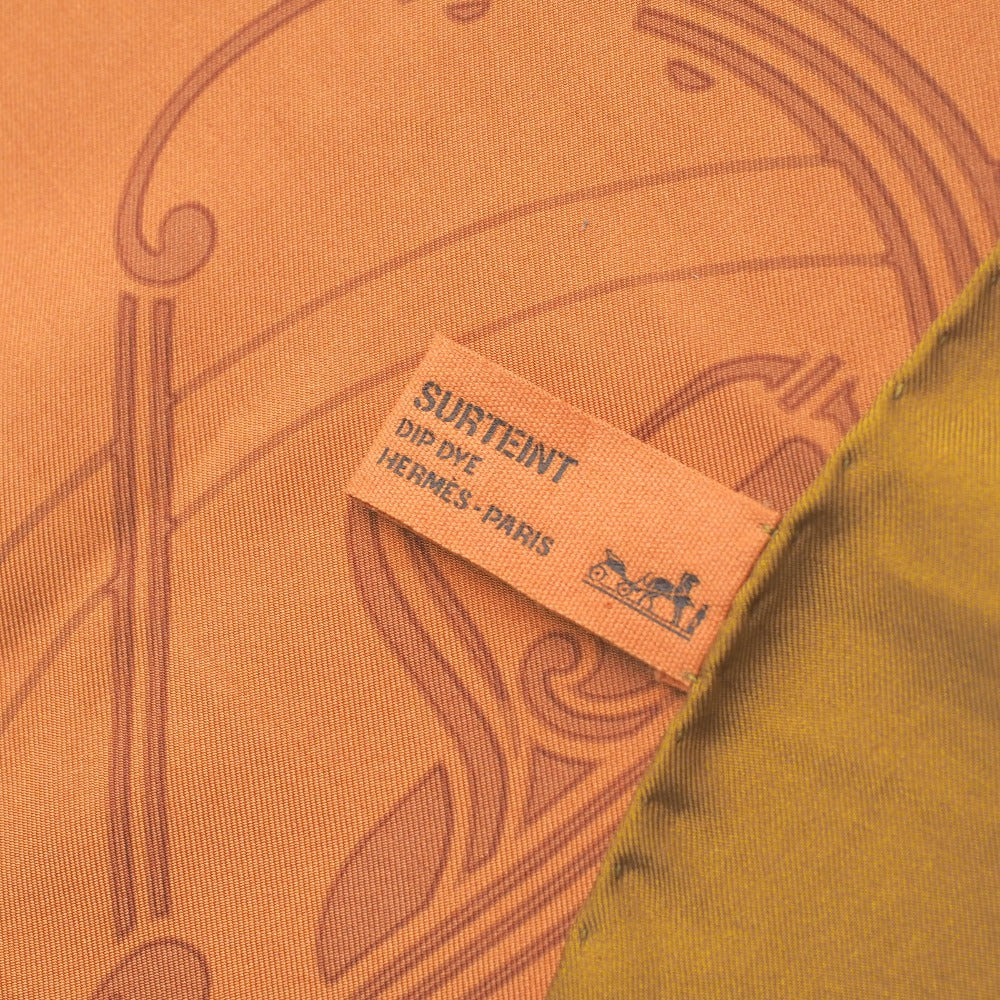 Hermes Scarf Silk Brown Khaki Carre130 Women