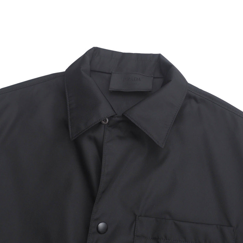 Prada Short Sleeve Shirt Sc449 S182 1Wq8 Nylon Black Mens M(180/96A)