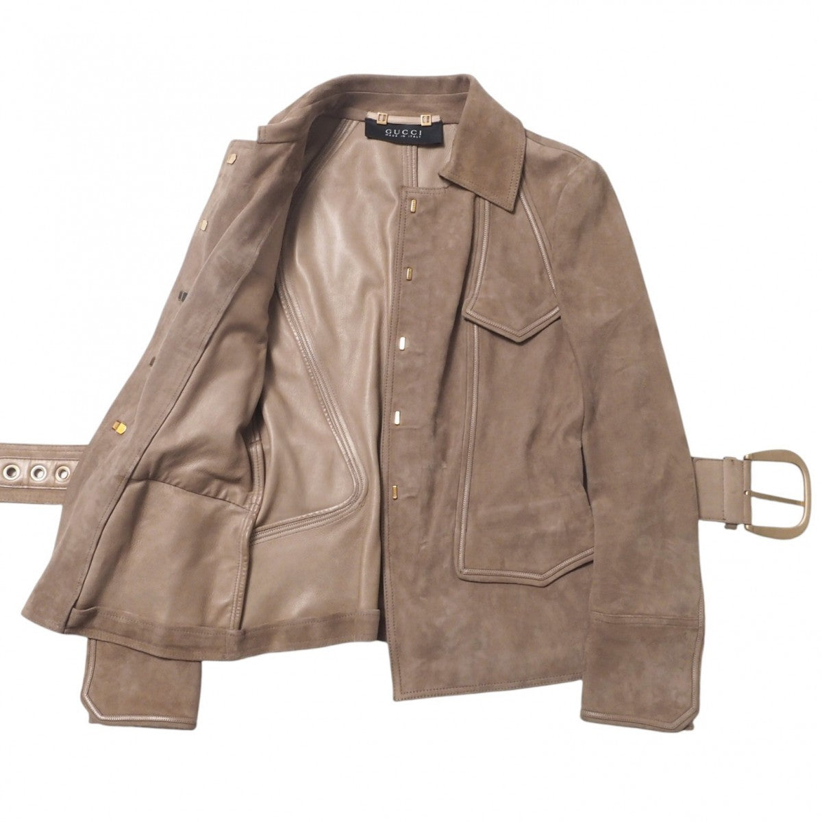 Gucci Jacket 142343.Xc064 Sheep Leather Beige Type Women 38