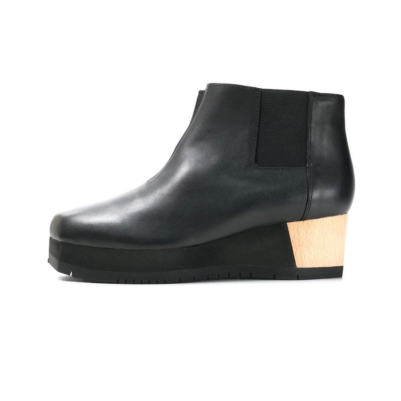 Issey Miyake Boots Leather X Synthetic Fiber Black Women 25