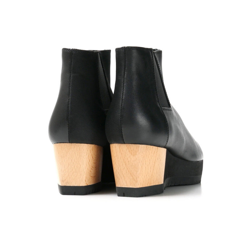 Issey Miyake Boots Leather X Synthetic Fiber Black Women 25