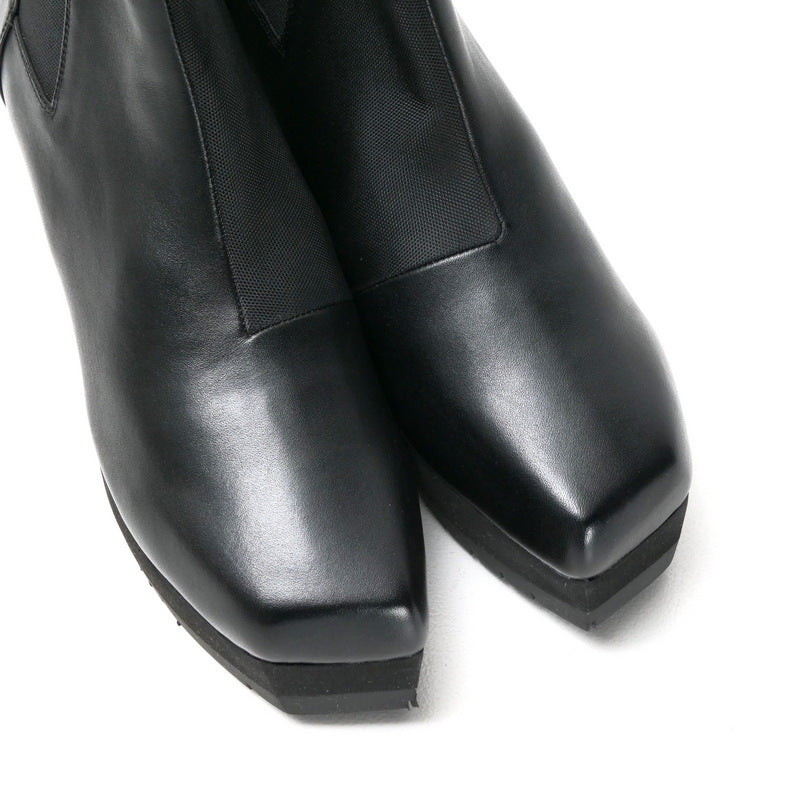Issey Miyake Boots Leather X Synthetic Fiber Black Women 25