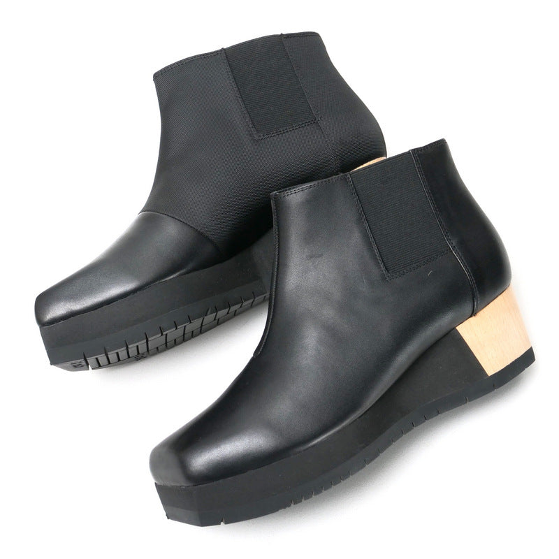 Issey Miyake Boots Leather X Synthetic Fiber Black Women 25