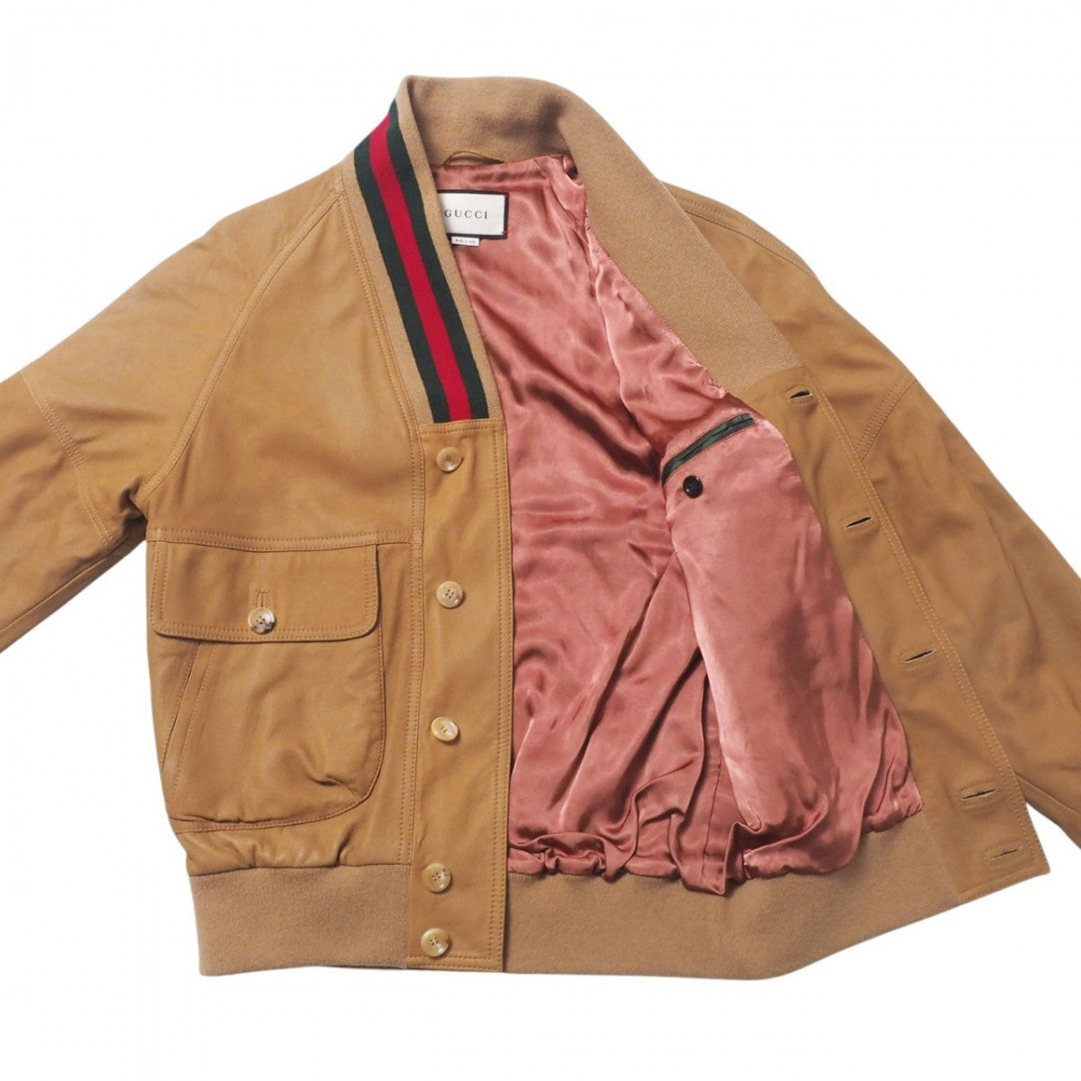 Gucci Jacket 567428 Goat Camel Brown Sherry Line Mens 44