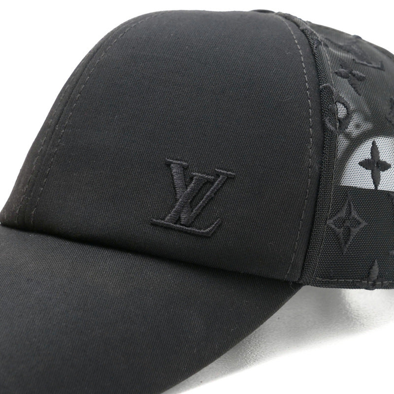 Louis Vuitton Cap M77115 Cotton Polyester Black Cap Baseball Monogram Mesh Mens -