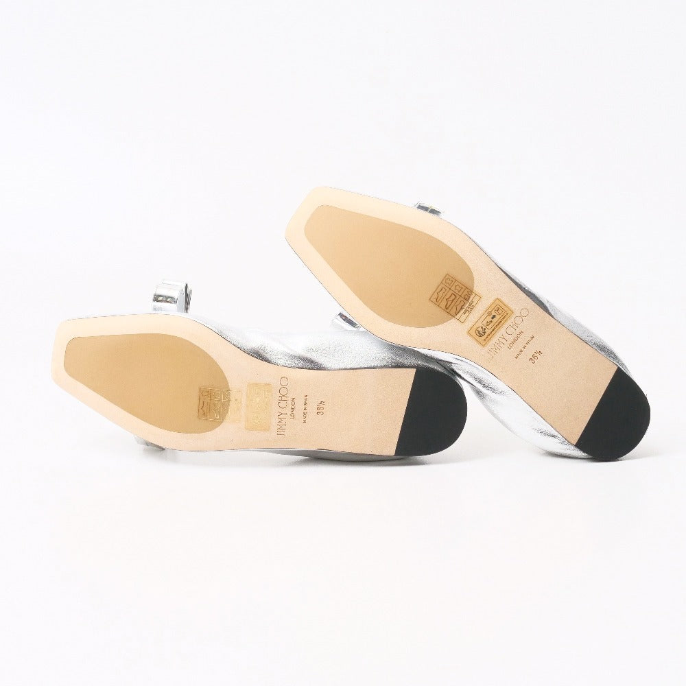 Jimmy Choo Pumps J000167388365 Leather Silver Adalee Ballet Flat 36 1/2