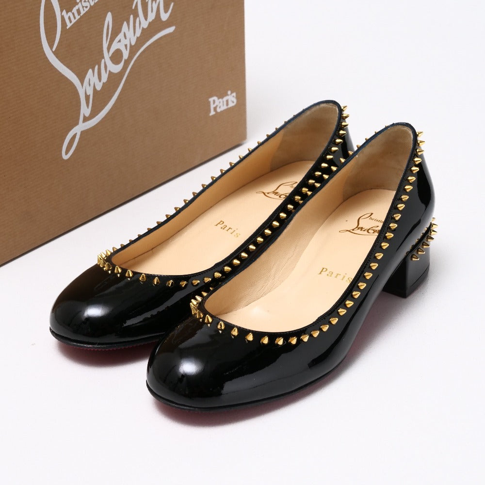 Christian Louboutin Pumps 3150759 Patent Leather Black Gold Women 35