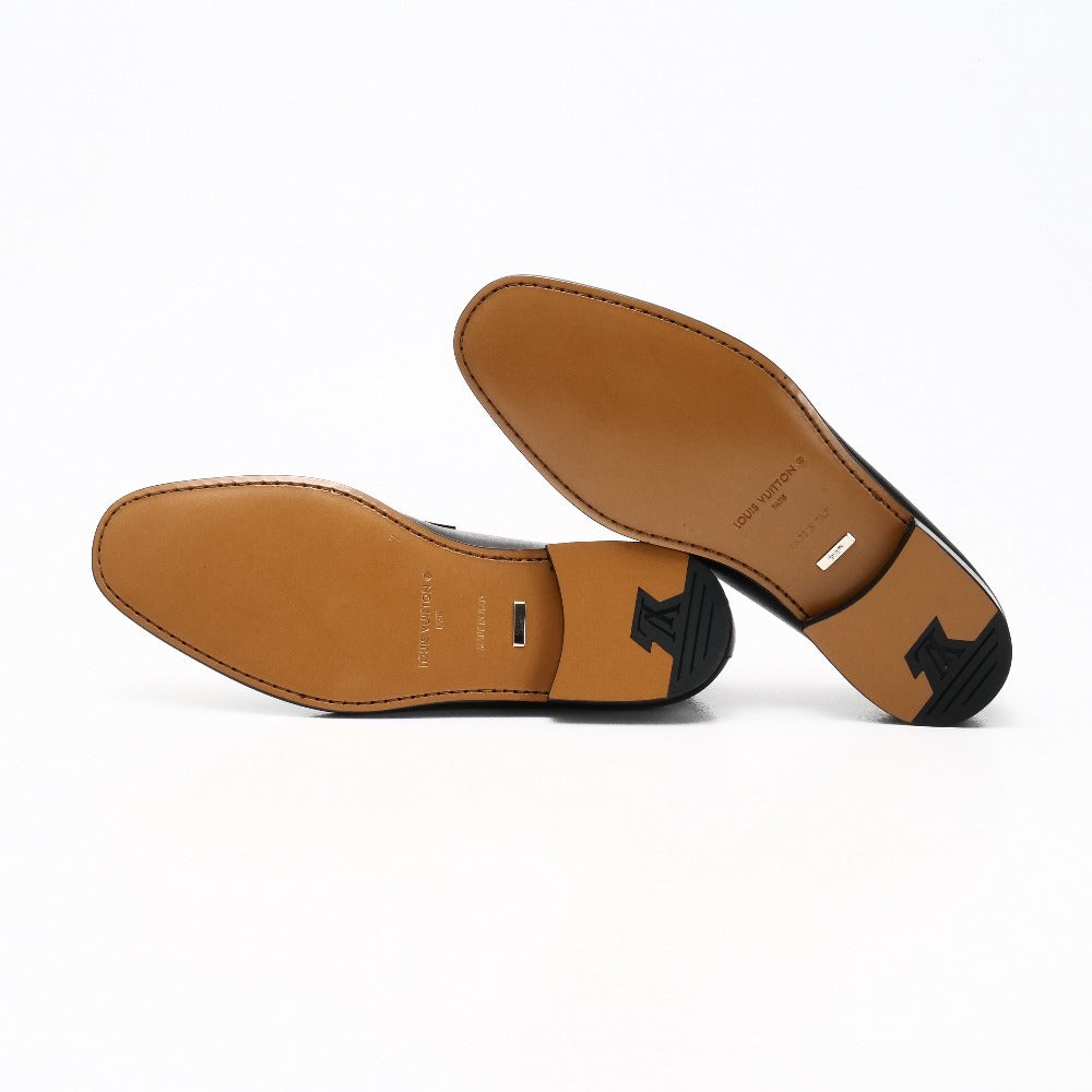Louis Vuitton Loafers Leather Black Mens 7M