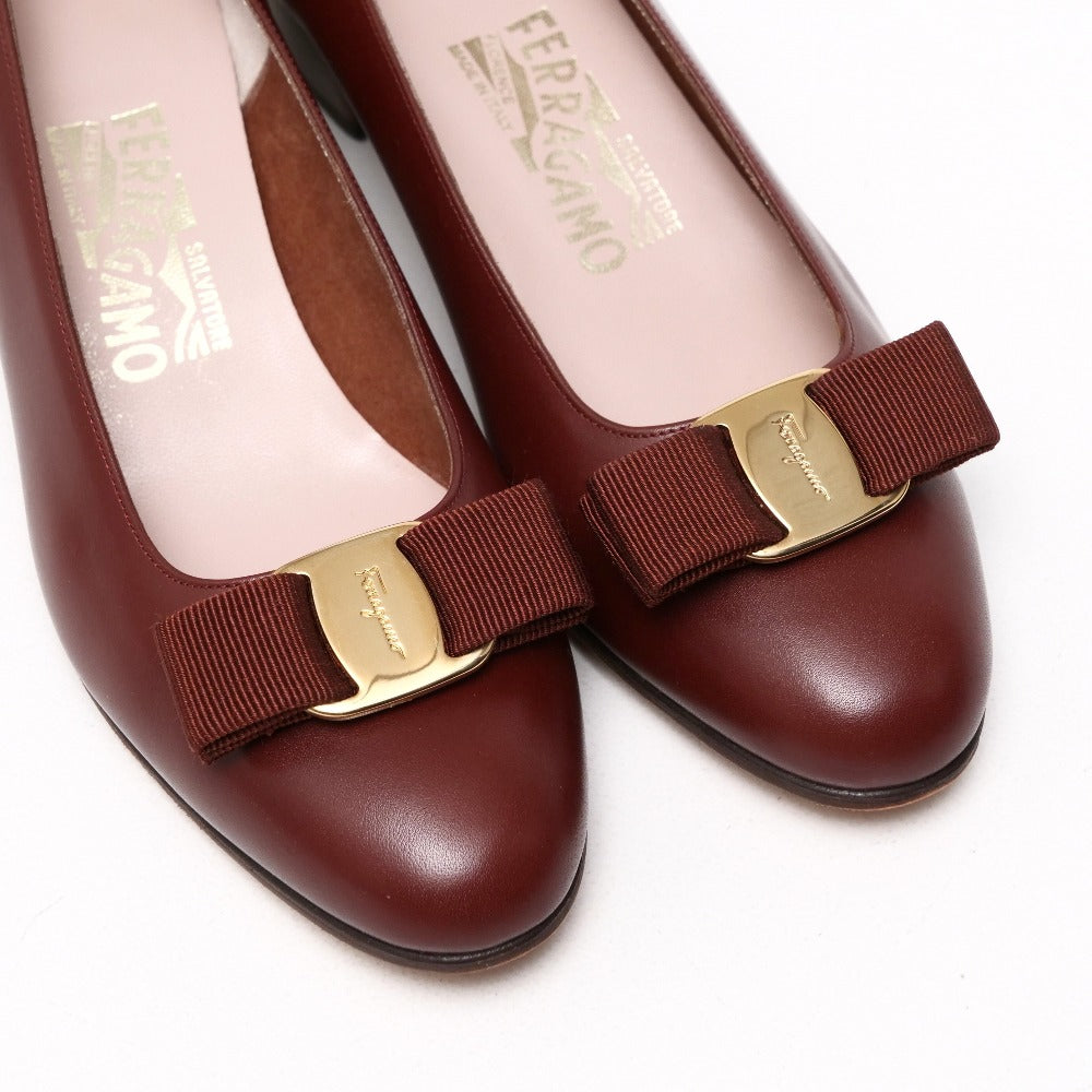 Salvatore Ferragamo Pumps Db98353 Leather Brown Gold Women 6C