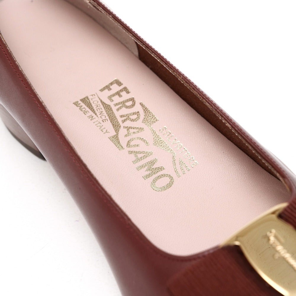 Salvatore Ferragamo Pumps Db98353 Leather Brown Gold Women 6C