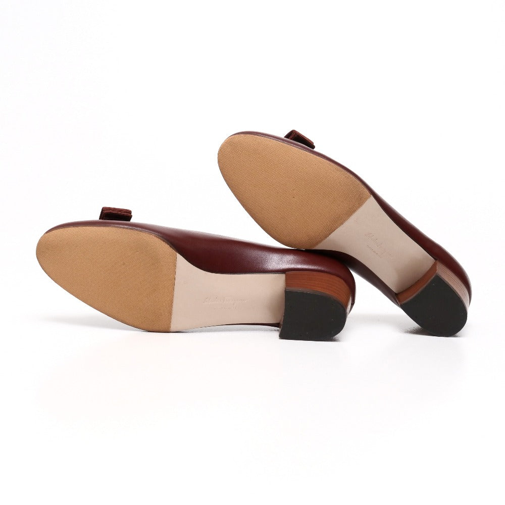 Salvatore Ferragamo Pumps Db98353 Leather Brown Gold Women 6C