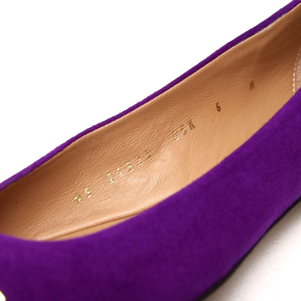 Salvatore Ferragamo Pumps Suede Leather X Patent Leather Purple Gold Metal Women 6M