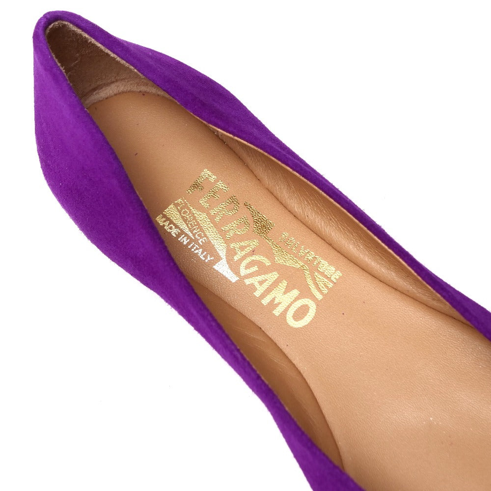 Salvatore Ferragamo Pumps Suede Leather X Patent Leather Purple Gold Metal Women 6M