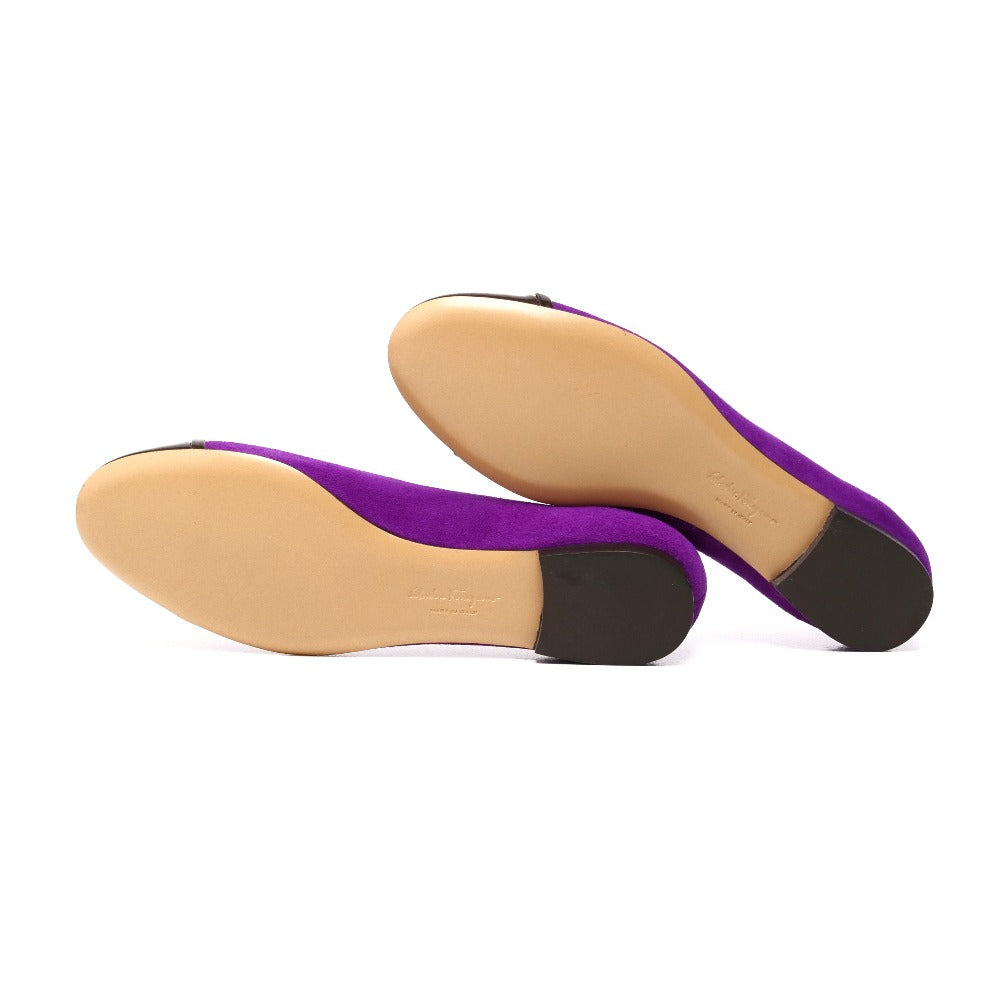 Salvatore Ferragamo Pumps Suede Leather X Patent Leather Purple Gold Metal Women 6M