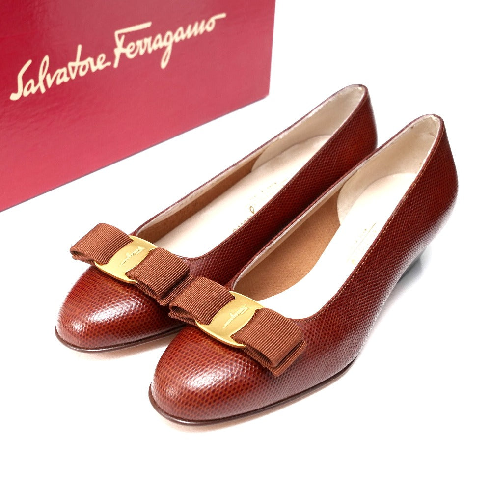Salvatore Ferragamo Pumps Dr 24778 Leather Brown Women 6C