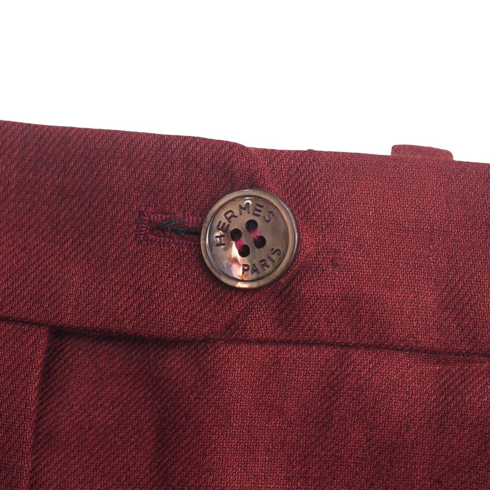 Hermes Pants Hemp Linen Red Type Women 34