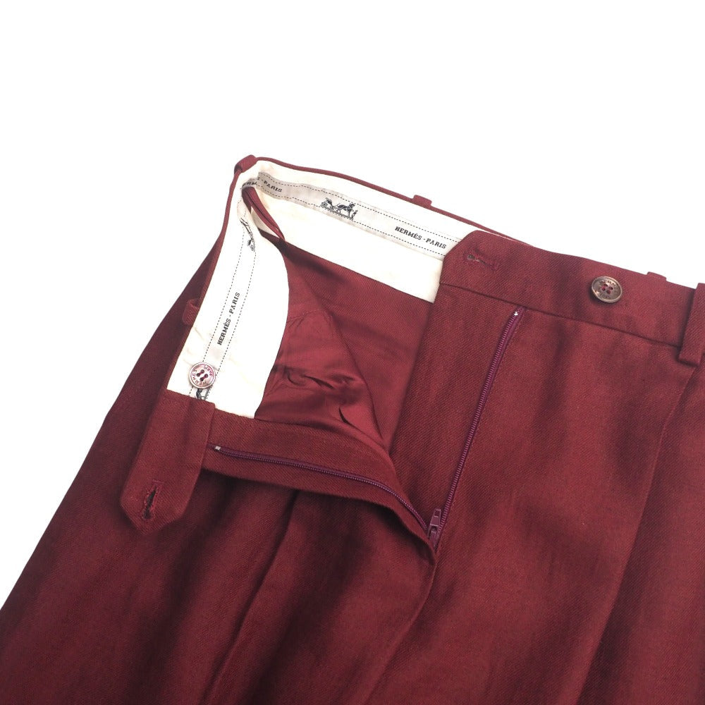 Hermes Pants Hemp Linen Red Type Women 34