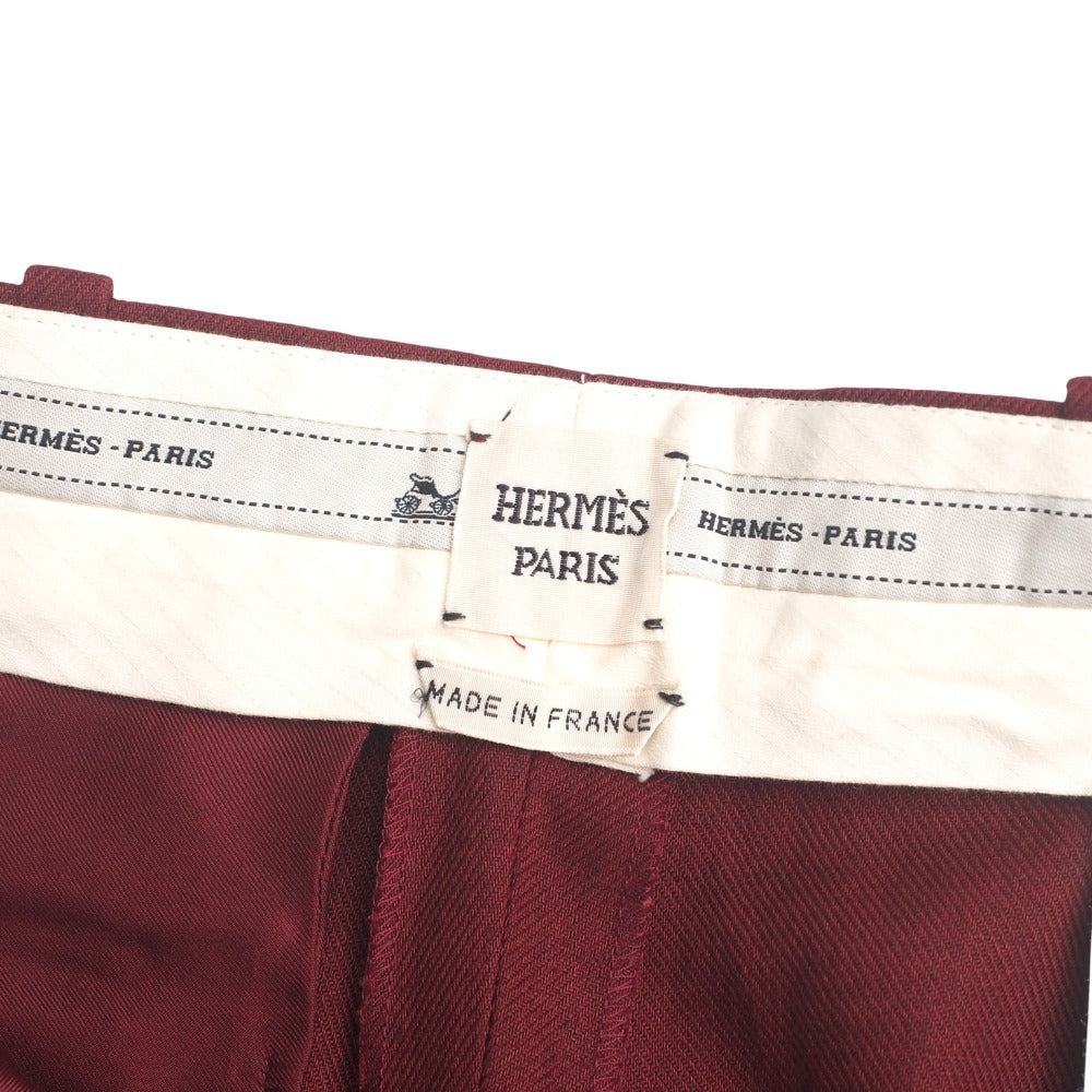 Hermes Pants Hemp Linen Red Type Women 34