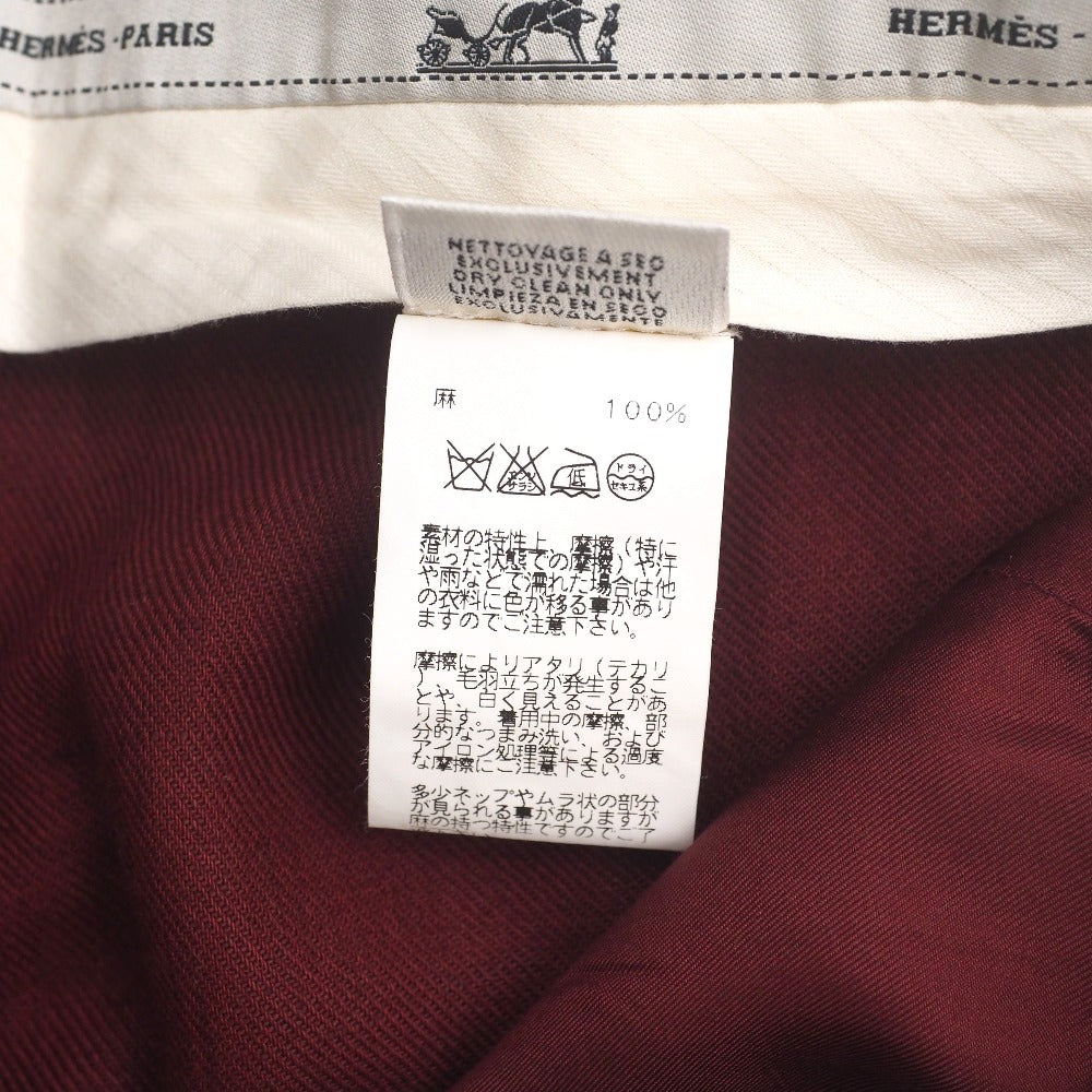 Hermes Pants Hemp Linen Red Type Women 34