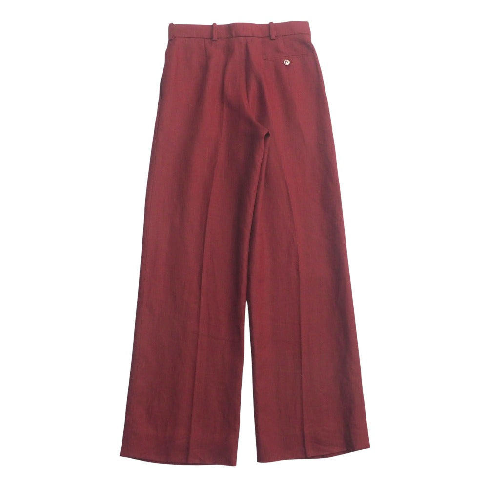 Hermes Pants Hemp Linen Red Type Women 34