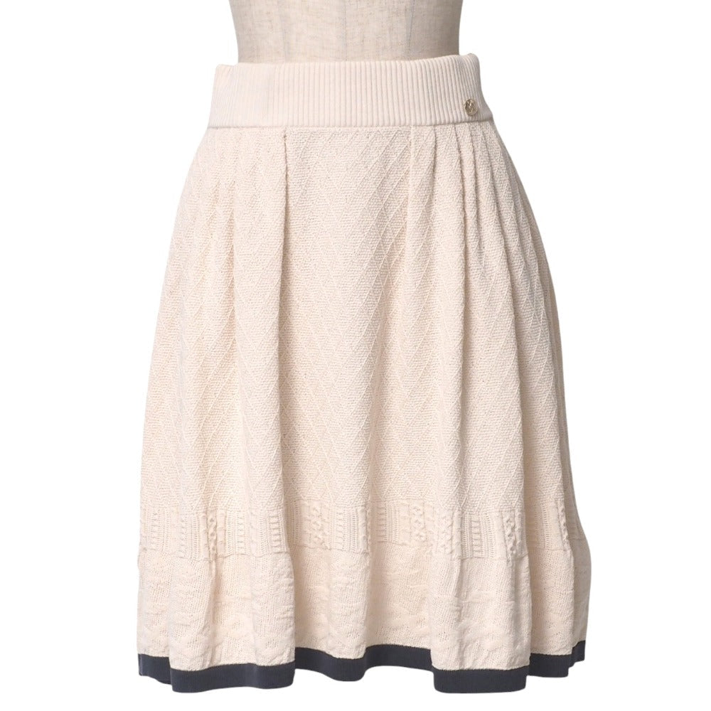 Chanel Skirt P45307K04777 Cotton Beige Pink Women 40