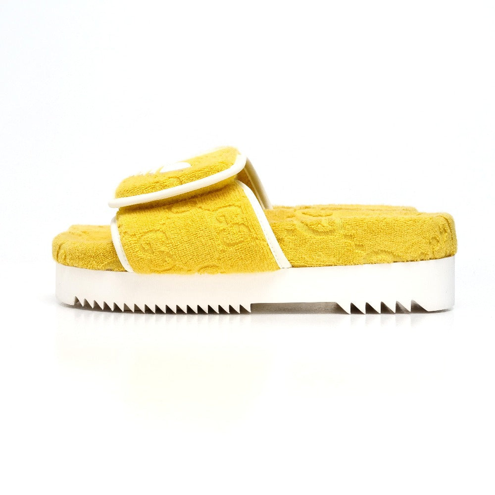 Gucci Sandals Pile Towel Yellow White Women 36