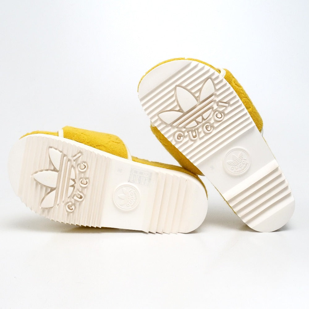 Gucci Sandals Pile Towel Yellow White Women 36