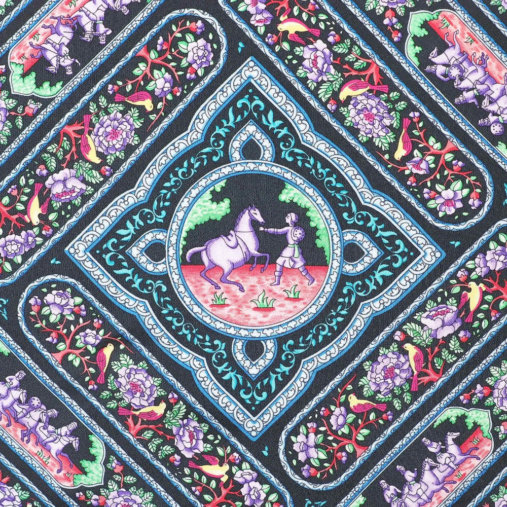 Hermes Scarf Silk Dark Navy Black Multicolor Women