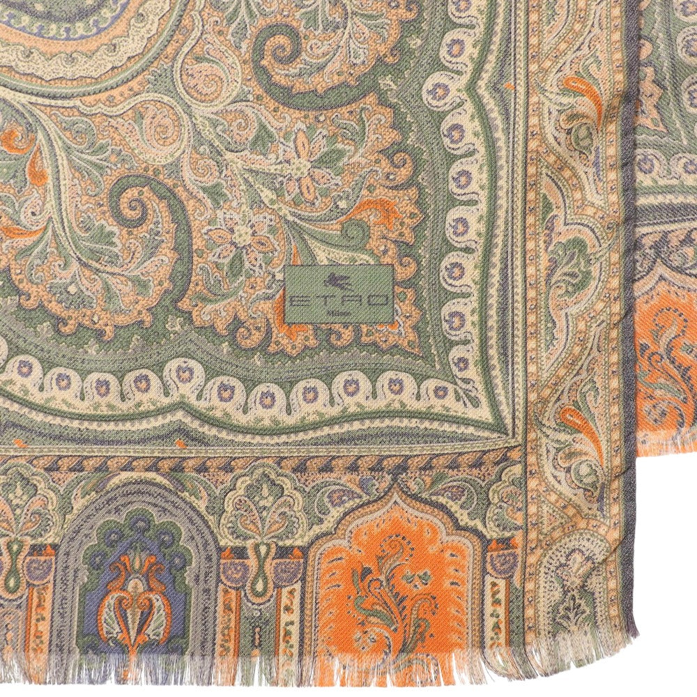 Etro Stall Wool 70% Silk 30% Green Beige Navy Brown Type Women