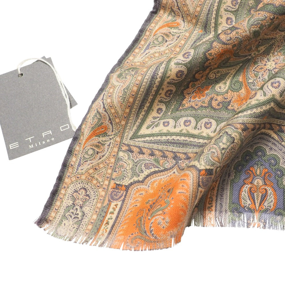 Etro Stall Wool 70% Silk 30% Green Beige Navy Brown Type Women