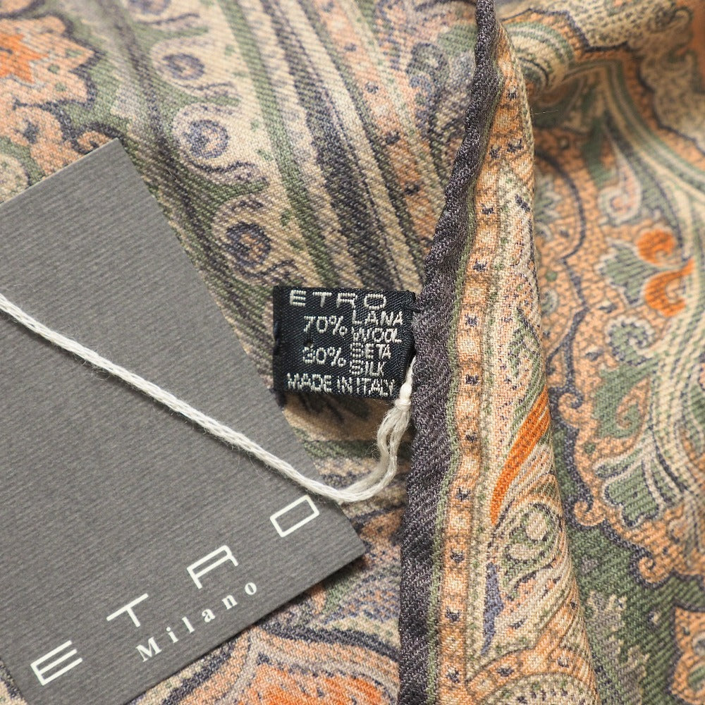 Etro Stall Wool 70% Silk 30% Green Beige Navy Brown Type Women