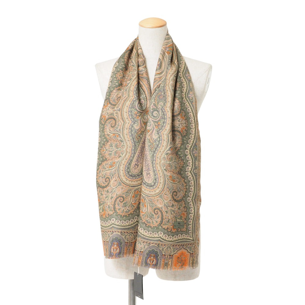 Etro Stall Wool 70% Silk 30% Green Beige Navy Brown Type Women