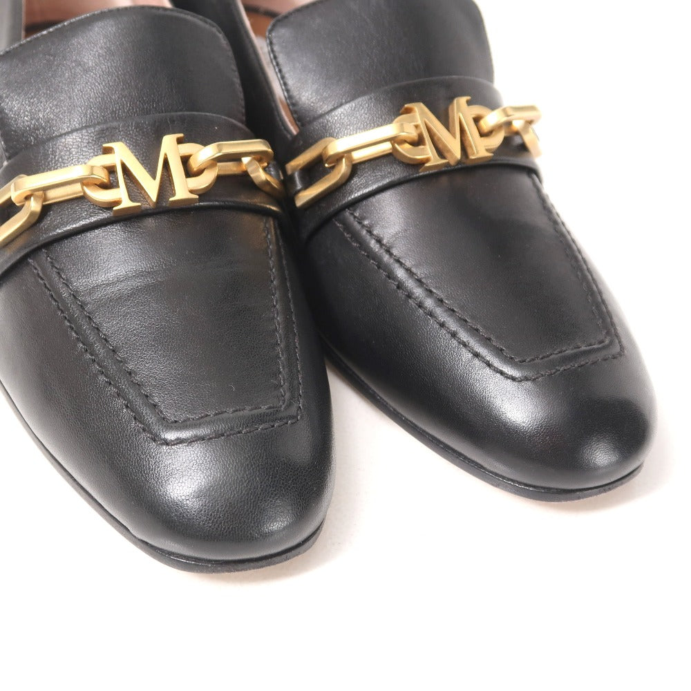 Max Mara Loafers Leather Black Gold Women 36