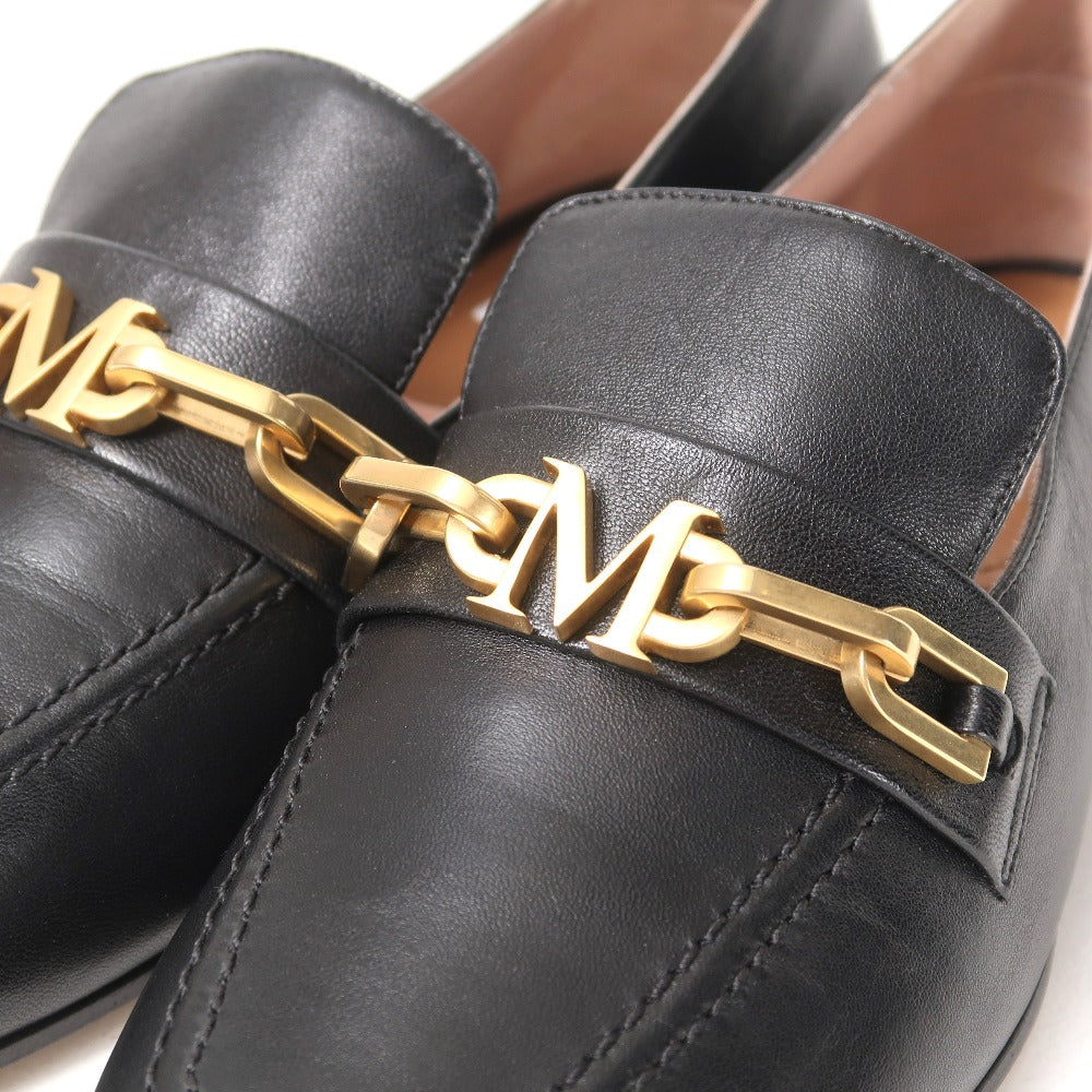 Max Mara Loafers Leather Black Gold Women 36