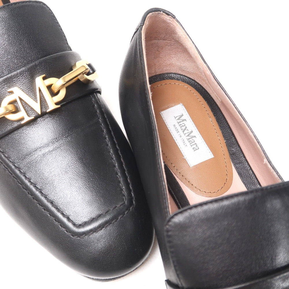 Max Mara Loafers Leather Black Gold Women 36