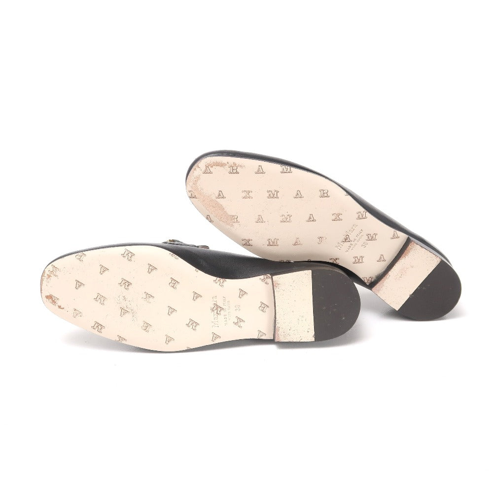 Max Mara Loafers Leather Black Gold Women 36