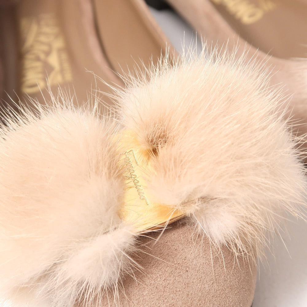 Salvatore Ferragamo Pumps Suede Beige Rf 59534 Women 8D