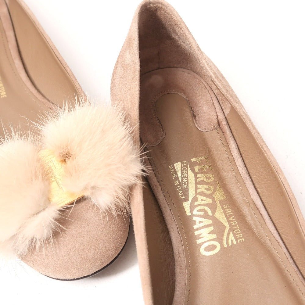 Salvatore Ferragamo Pumps Suede Beige Rf 59534 Women 8D