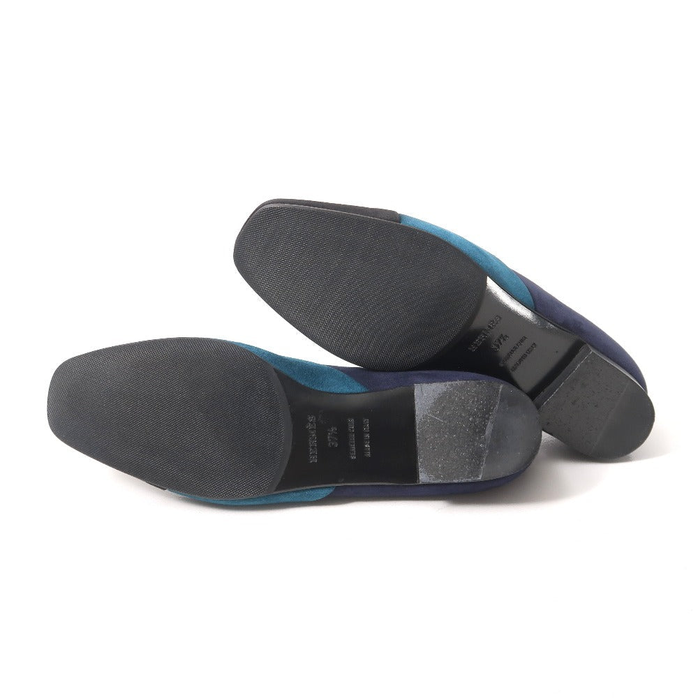 Hermes Pumps Suede Navy Black Blue Type Women 37 1/2