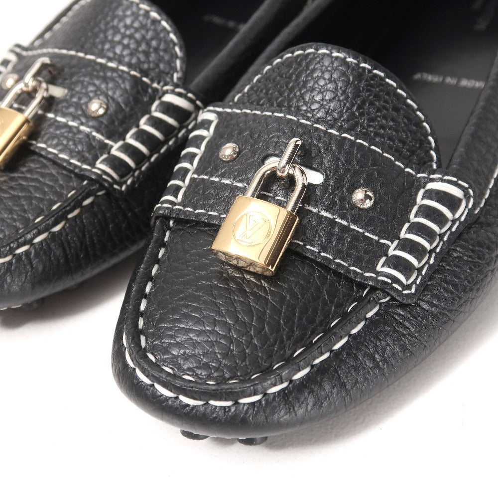 Louis Vuitton Slip-On Leather Black Nd0196 37