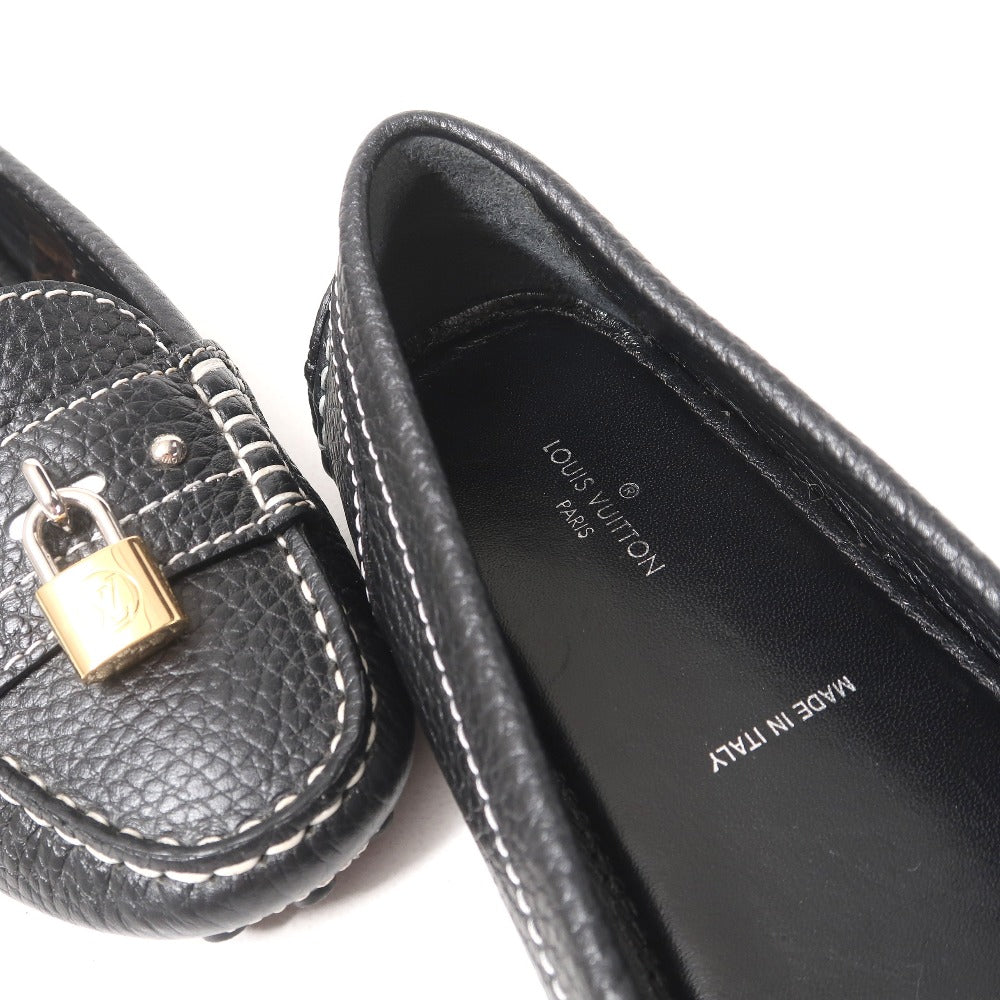 Louis Vuitton Slip-On Leather Black Nd0196 37