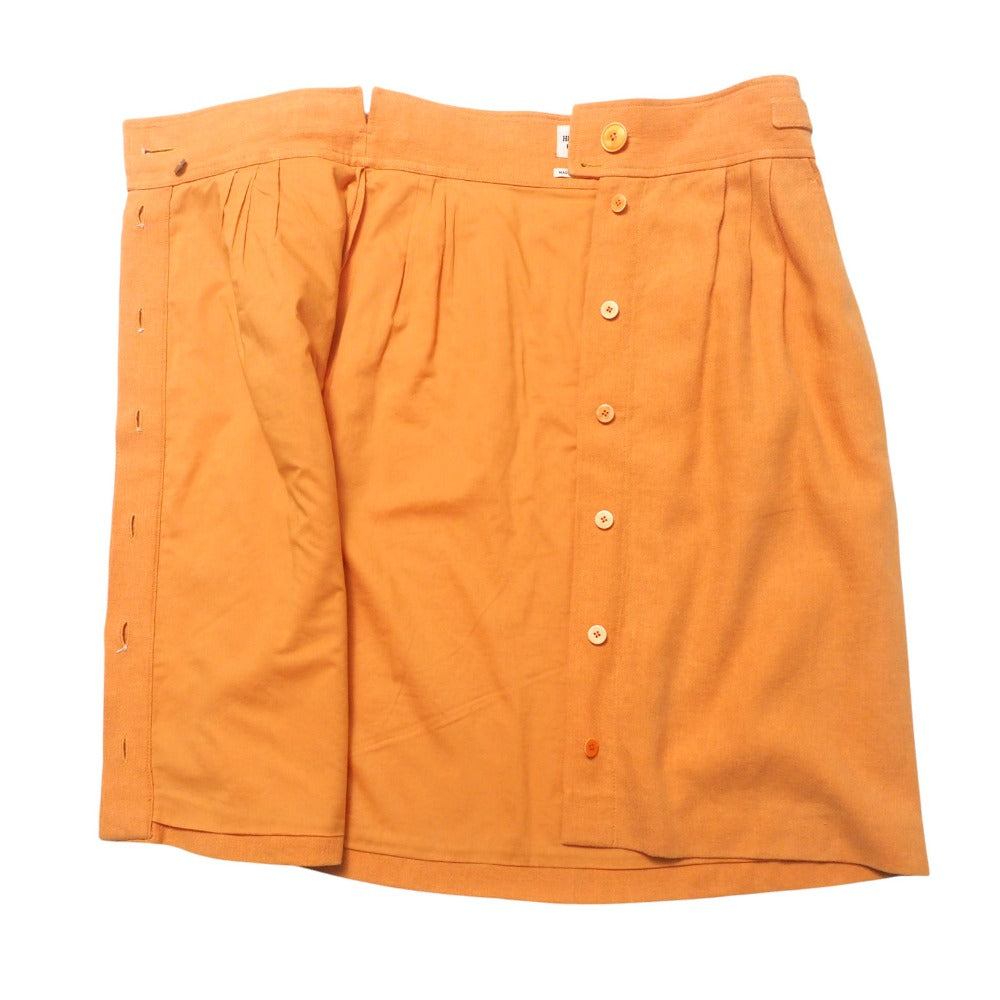 Hermes Skirt Hemp Linen Orange Women 40